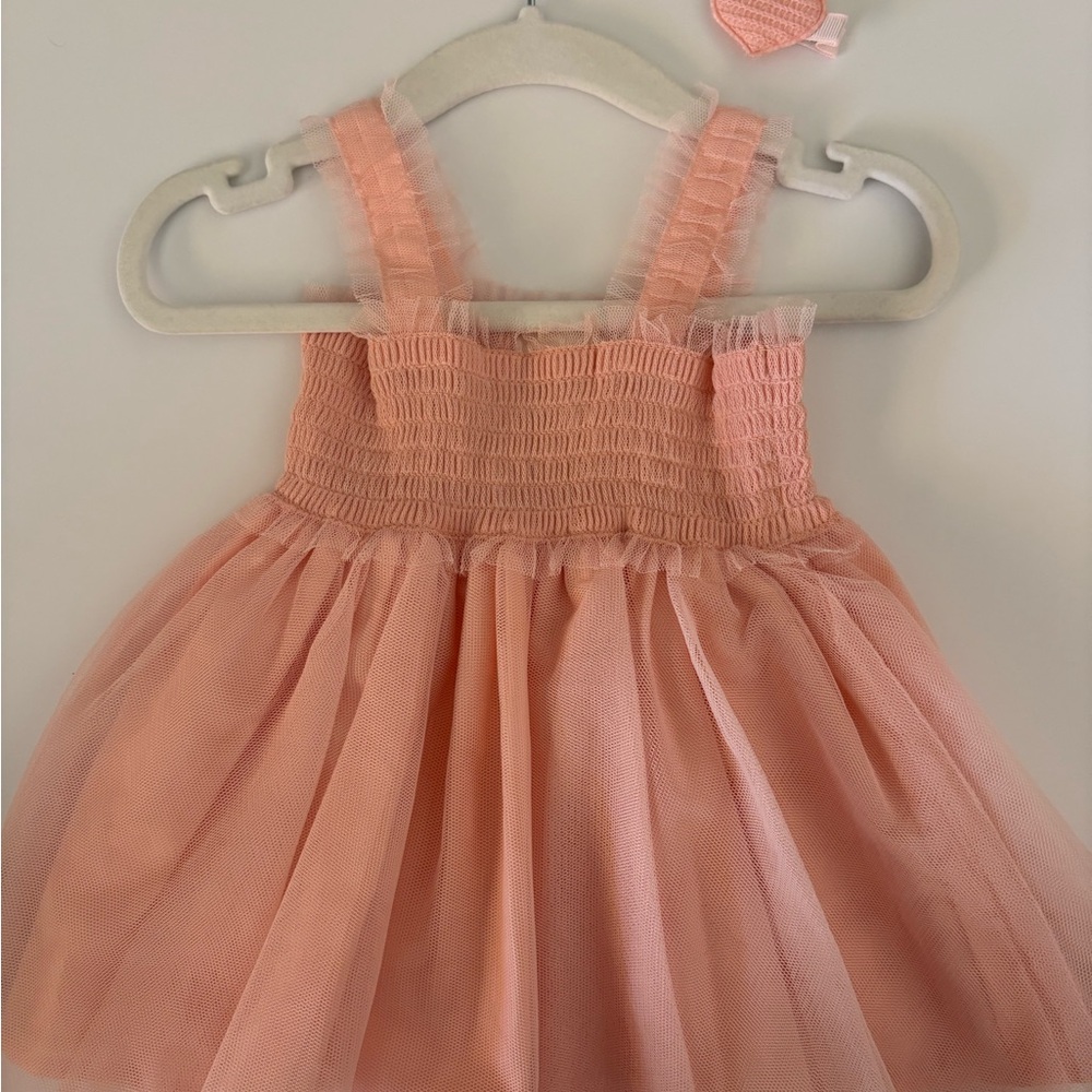 First Impressions peach Tulle Baby onesie dress